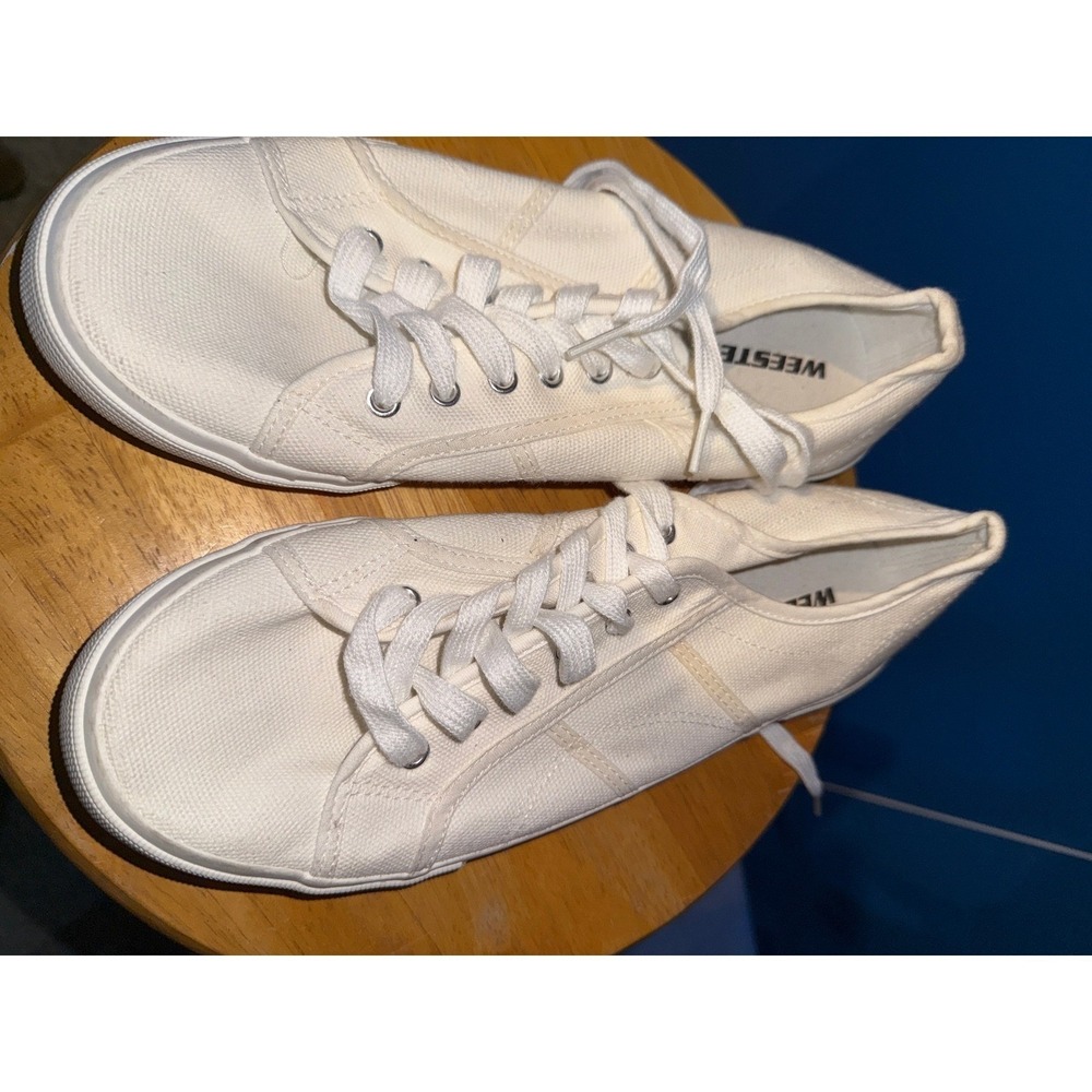 Weestep Simple-W Cream Canvas Sneakers Low Top Lace Up‎ Shoes Womens 10 EUR 41